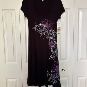 Karen Kane Painted Garden A-Line Black Dress